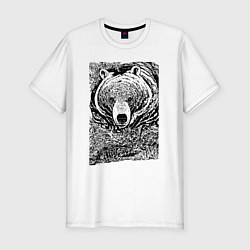 Мужская slim-футболка Хозяин русского леса - медведь