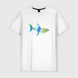 Мужская slim-футболка Ретро акула из поцарапаных полос