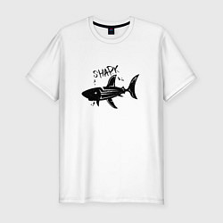 Мужская slim-футболка Трайбл акула с надписью shark