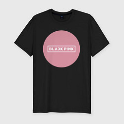 Мужская slim-футболка Black pink - emblem - group