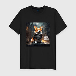 Футболка slim-fit Корги dark souls, цвет: черный