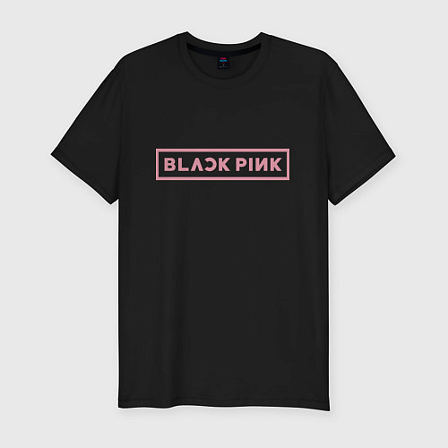 Мужская slim-футболка Black pink - logotype - South Korea / Черный – фото 1