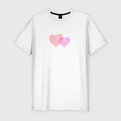 Мужская slim-футболка Два розовых сердца