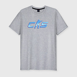 Мужская slim-футболка CS2 blue logo