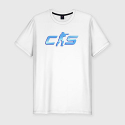 Мужская slim-футболка CS2 blue logo