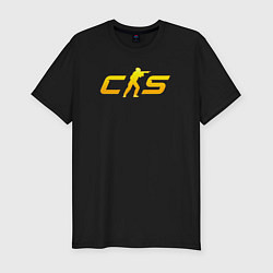 Мужская slim-футболка CS2 yellow logo