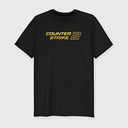 Мужская slim-футболка Counter strike 2 yellow
