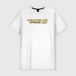 Мужская slim-футболка Counter strike 2 gold logo