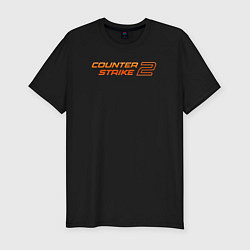 Мужская slim-футболка Counter strike 2 orange logo