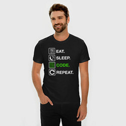 Футболка slim-fit Eat Sleep Code Repeat, цвет: черный — фото 2