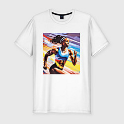 Мужская slim-футболка Девушка спринтер
