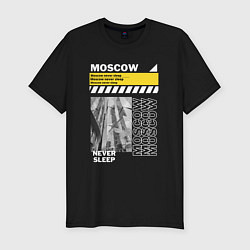Мужская slim-футболка Moscow never sleep