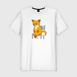 Футболка slim-fit Лиса из мема, цвет: белый