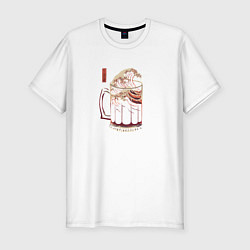 Мужская slim-футболка Волна пива на японском