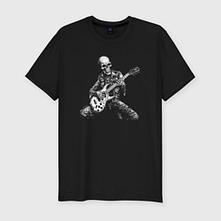 Футболка slim-fit Скелет с электрогитарой, цвет: черный
