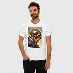 Футболка slim-fit Череп а стиле стимпанк - нейросеть, цвет: белый — фото 2