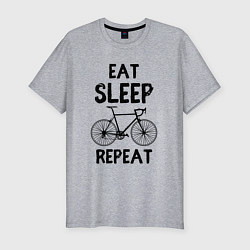 Футболка slim-fit Eat sleep bike repeat, цвет: меланж