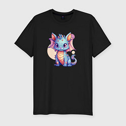 Мужская slim-футболка Cute dragon cat