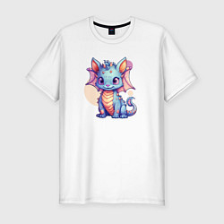 Мужская slim-футболка Cute dragon cat