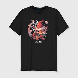 Мужская slim-футболка Happy Dragon year 2024