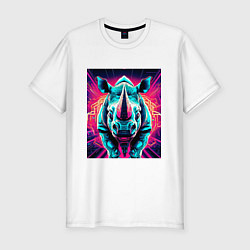 Мужская slim-футболка Кибер носорог