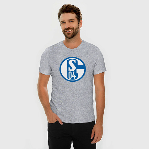 Мужская slim-футболка Schalke 04 fc club / Меланж – фото 3