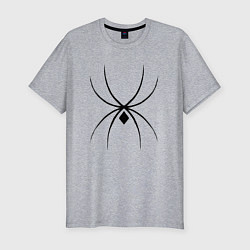 Мужская slim-футболка Черный паук минимал