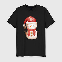 Мужская slim-футболка Маленький снеговик