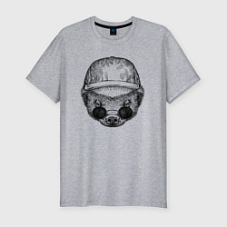 Мужская slim-футболка Медоед в кепке и очках