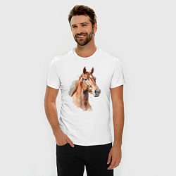 Футболка slim-fit Акварельная коричневая лошадь, цвет: белый — фото 2