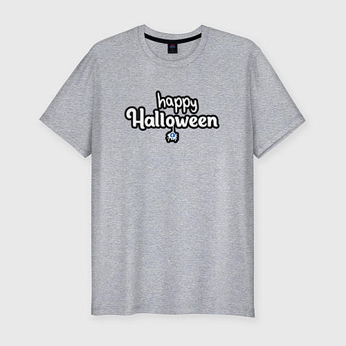 Мужская slim-футболка Happy halloween и паук / Меланж – фото 1