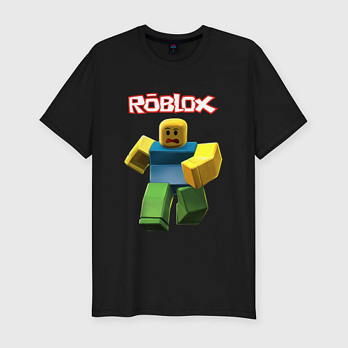 Мужская slim-футболка Roblox бегущий персонаж / Черный – фото 1
