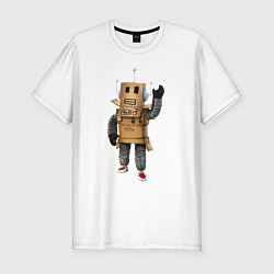 Мужская slim-футболка Roblox робот машет