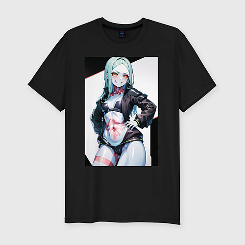 Мужская slim-футболка Обворажительная Rebecca Cyberpunk Edgerunners / Черный – фото 1