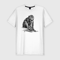 Футболка slim-fit Обезьяна на дереве, цвет: белый