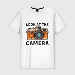 Мужская slim-футболка Смотри в мою камеру