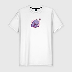 Футболка slim-fit Грустный кролик, цвет: белый