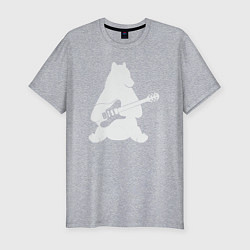 Мужская slim-футболка Мишутка с гитарой