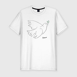 Футболка slim-fit Пабло Пикассо - Голубь мира, цвет: белый
