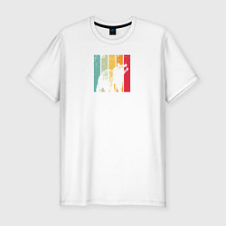 Футболка slim-fit Идущий медведь на фоне полосок, цвет: белый