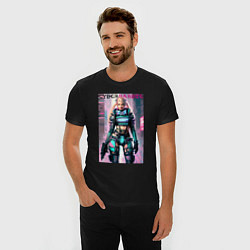 Футболка slim-fit Cyber Barbie - fantasy - neural network, цвет: черный — фото 2