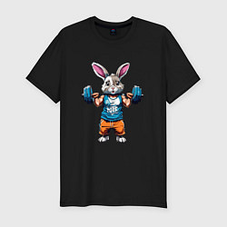 Мужская slim-футболка Кролик спортсмен