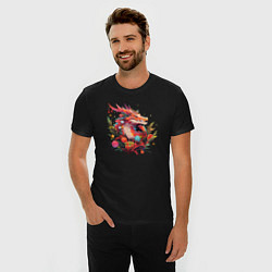 Футболка slim-fit Christmas angry dragon, цвет: черный — фото 2