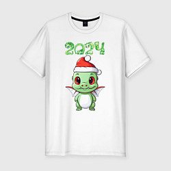 Футболка slim-fit Символ года 2024 дракон, цвет: белый