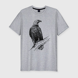 Мужская slim-футболка Орёл на ветке