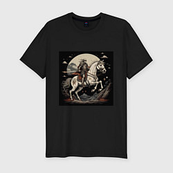 Мужская slim-футболка Рыцарь на коне под луной