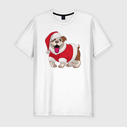 Мужская slim-футболка Новогодний пёсик