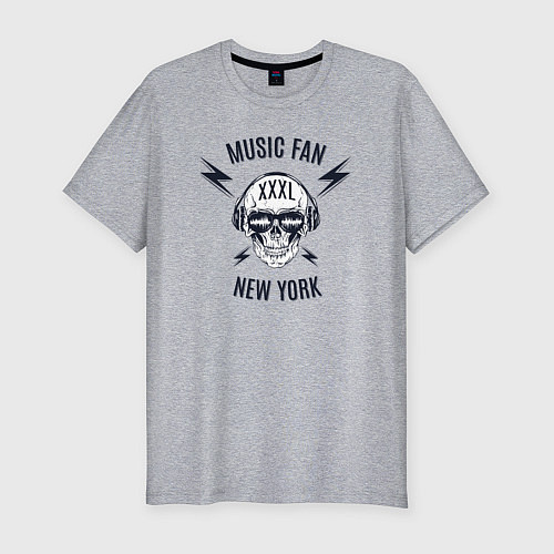 Мужская slim-футболка Music fan New York / Меланж – фото 1
