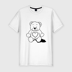 Мужская slim-футболка Влюбленный мишка с сердцем