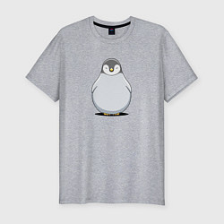 Мужская slim-футболка Птенец пингвина мультяшный